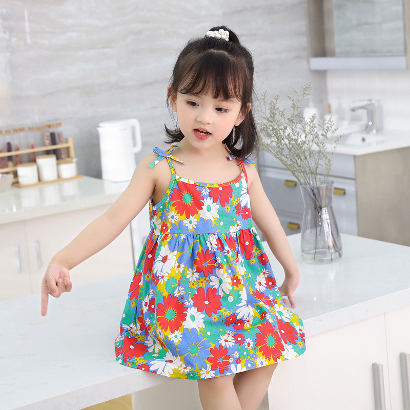2025 Summer Girl's Skirt Children's Ins Style Princess Slip Skirt Girl's dress New Children's Dress Floral Dress