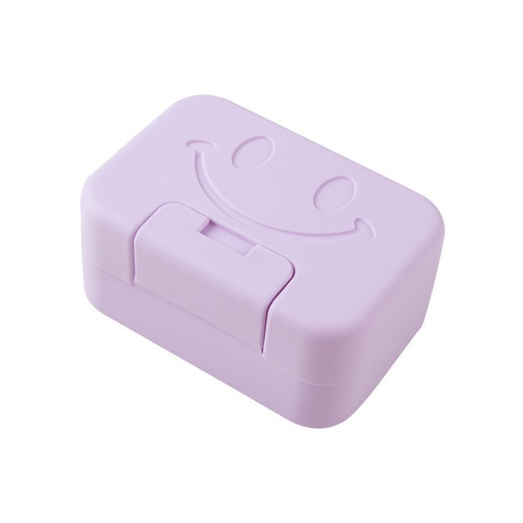Smiley Travel Soap Box Easy to Carry Sealed Waterproof with Lid Lock Punch-Free Bathroom Soap Box