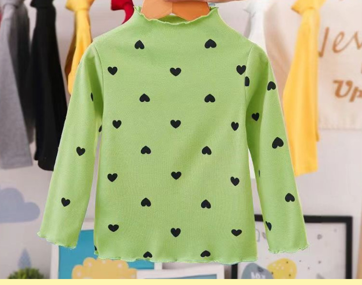 High collar baby bottoming shirt spring and autumn girls long sleeve T-shirt ear children's coat Autumn New Wholesale