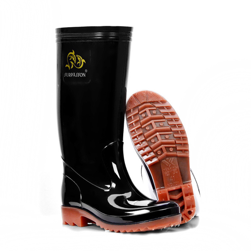 Men's rain boots non-slip waterproof short water shoes men's rain boots fleece-lined mid-calf high rubber shoes construction site long boots