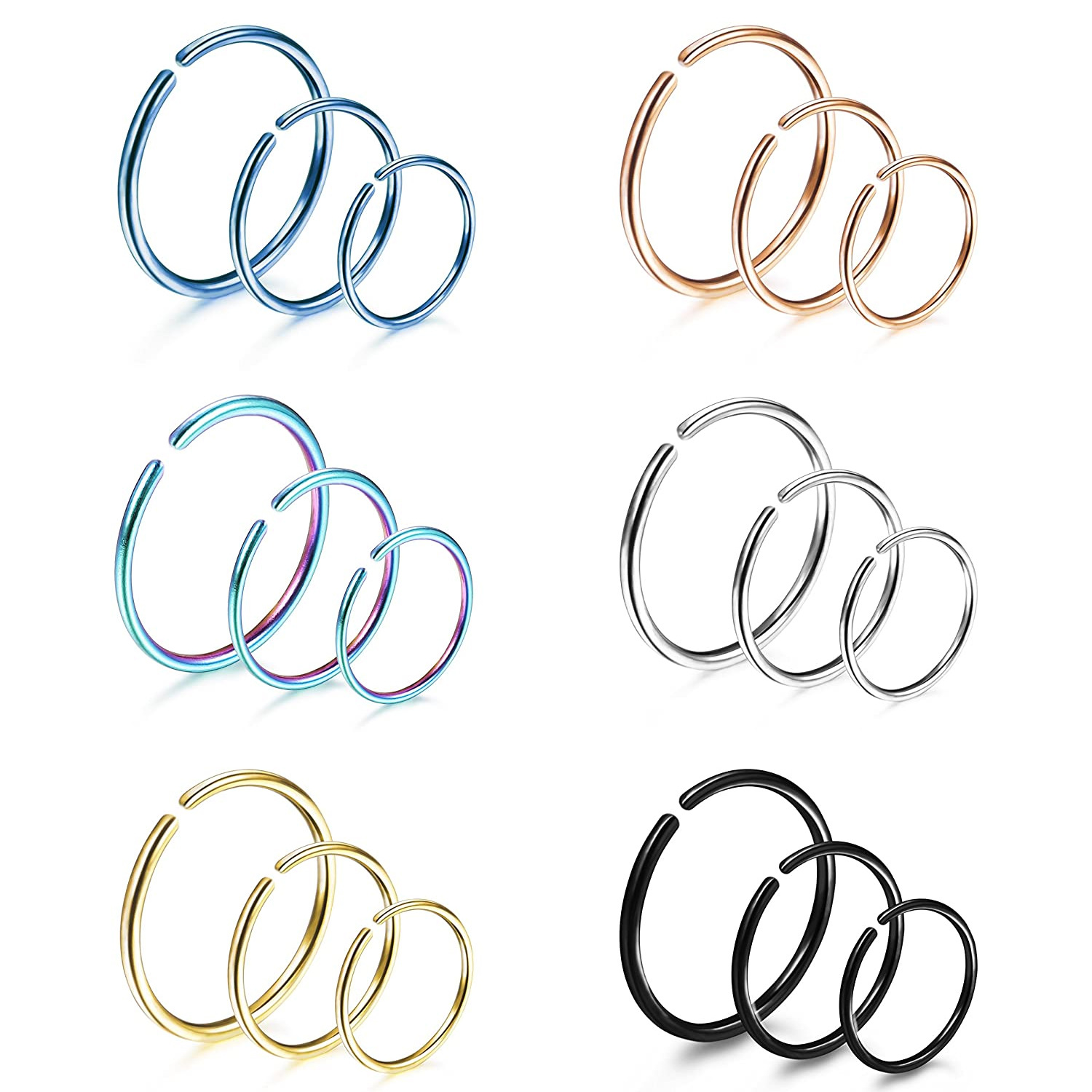 5/6 color seamless nose ring stainless steel lip ring nose nail European and American titanium steel breast ring simple nose clip jewelry manufacturers direct supply