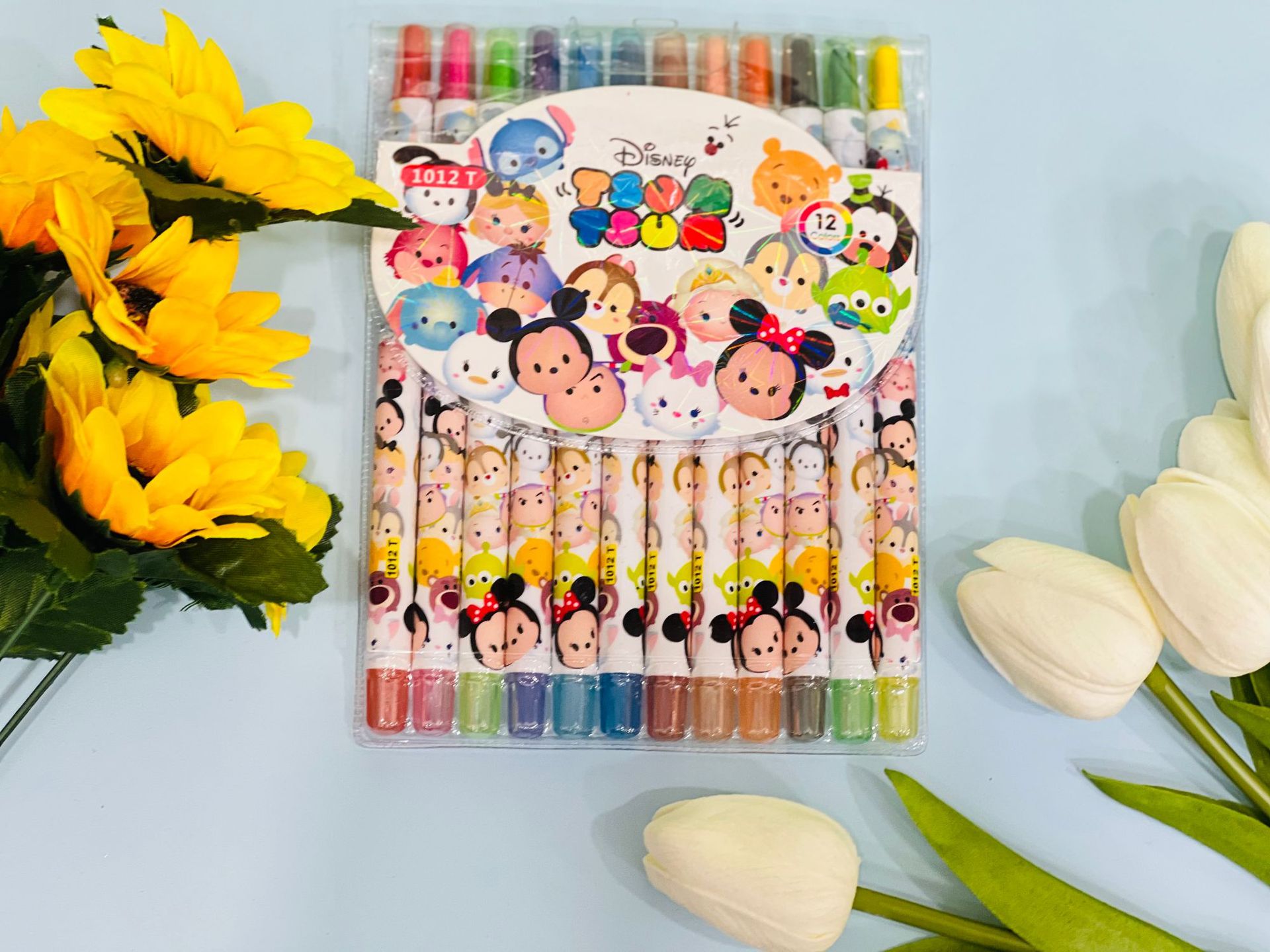 Spot factory direct spot type YB1012 bag long children cartoon 12 color rotating crayon bag packaging