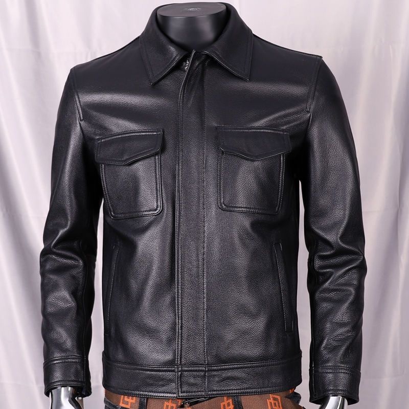 Young and middle-aged men's autumn and winter leather jacket plus size pu outer wear casual leather jacket short men's Korean-style trendy jacket