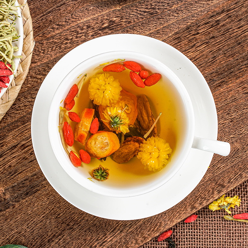Chrysanthemum cassia seed tea Arhat fruit tea wolfberry tea combination Tea medlar honeysuckle dandelion kumquat tea