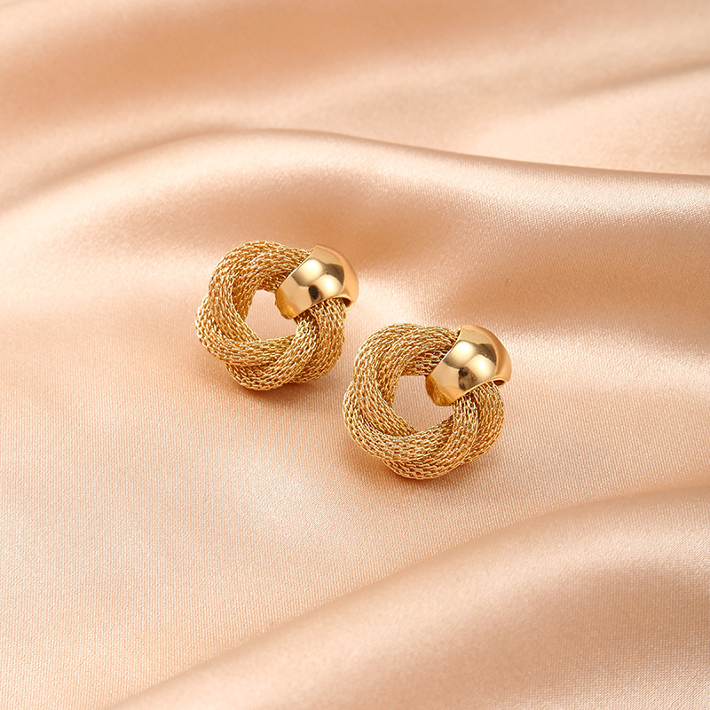 Cross-border earrings fashion Cross iron pipe ring earrings women Fashion cold wind double ring foreign trade earrings manufacturers in stock