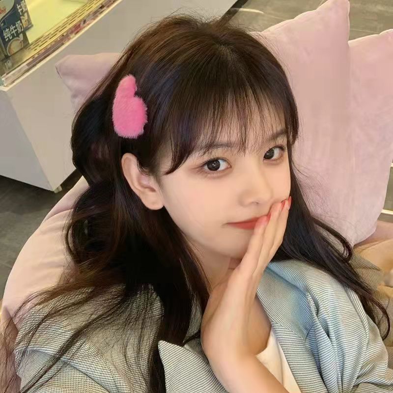 Korean new style lovely furry independent packaging side clip girl's heart hair accessories BB clip hairpin Internet celebrity headdress simple