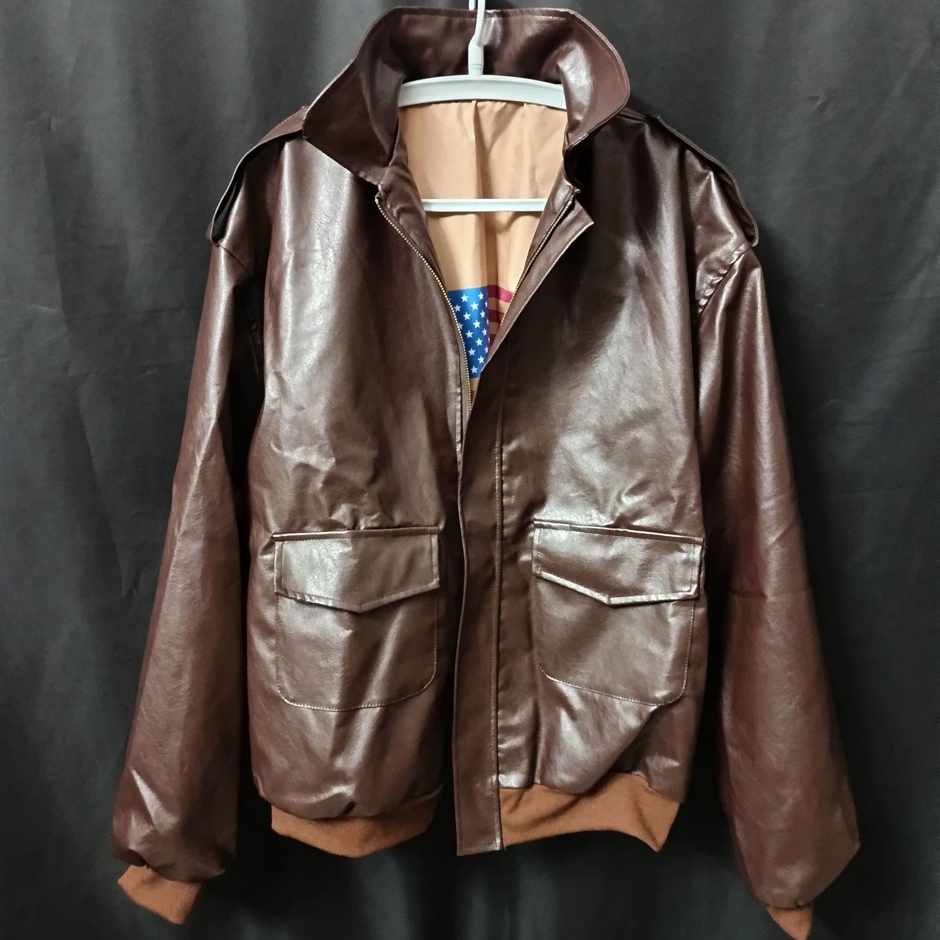 High-end leather coat American-style Retro Leather Jacket Wear-resistant PU Aviator Leather Jacket