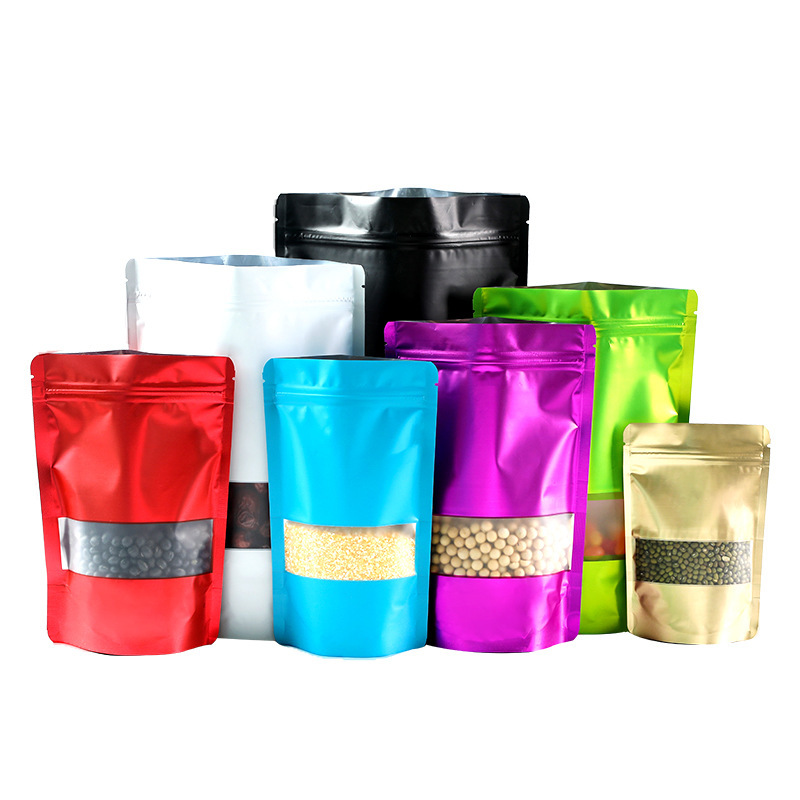 Color self-supporting self-sealing bag window aluminum foil bag matte candy retail packaging bag high-end dried fruit zipper sealed bag