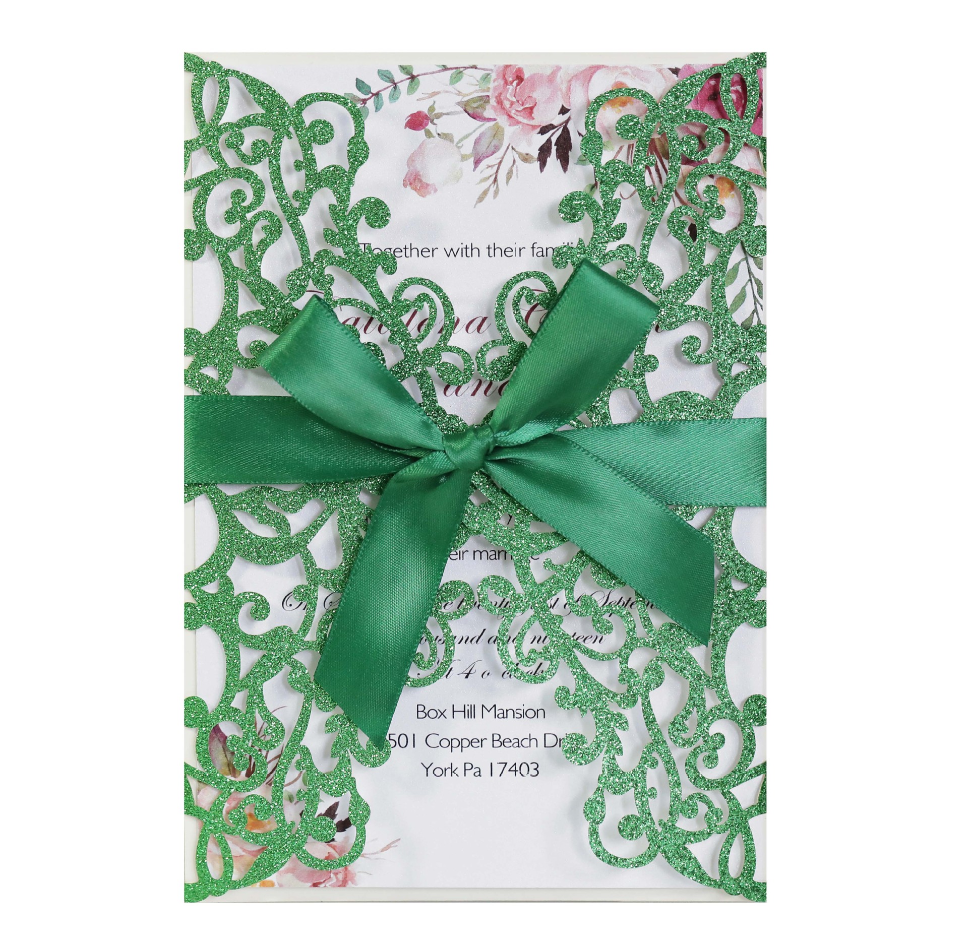 Export Amazon glitter paper powder wedding invitation greeting card card laser hollow invitation spot wholesale