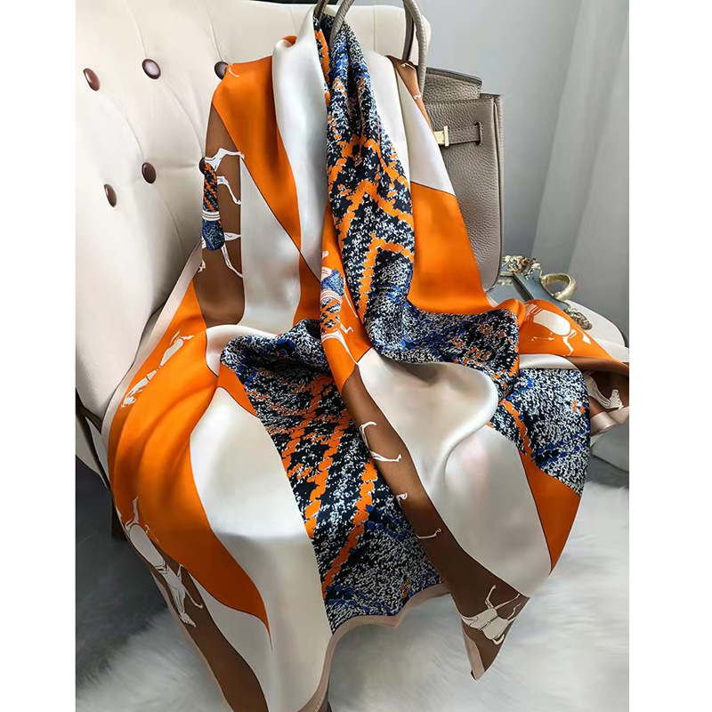 2023 Li Brocade Satin Scarf Women's Winter New Spring and Autumn Fashion Shawl Summer Sun Protection All-match Scarf Wholesale