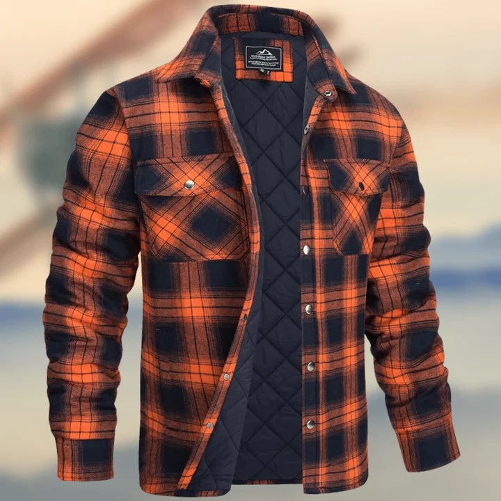 European and American Men's Jacket 2022 New Amazon AliExpress Long Sleeve Lapel Plaid Thickened Shirt Men's Jacket