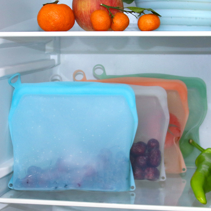 Food Grade Silicone food storage bag reusable refrigerator anti-odor vegetable fruit meat preservation bag customization