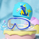 Blue and White-bag + small dinosaur swimming cap