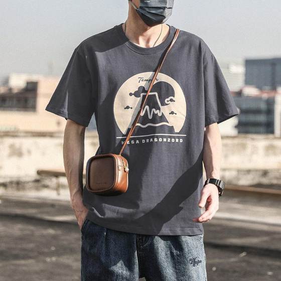 Pure Cotton Heavy 2025 Loose New Men's Short-sleeved T-shirt Clothes Pure Cotton Half-sleeved White T-shirt Base Shirt Spring