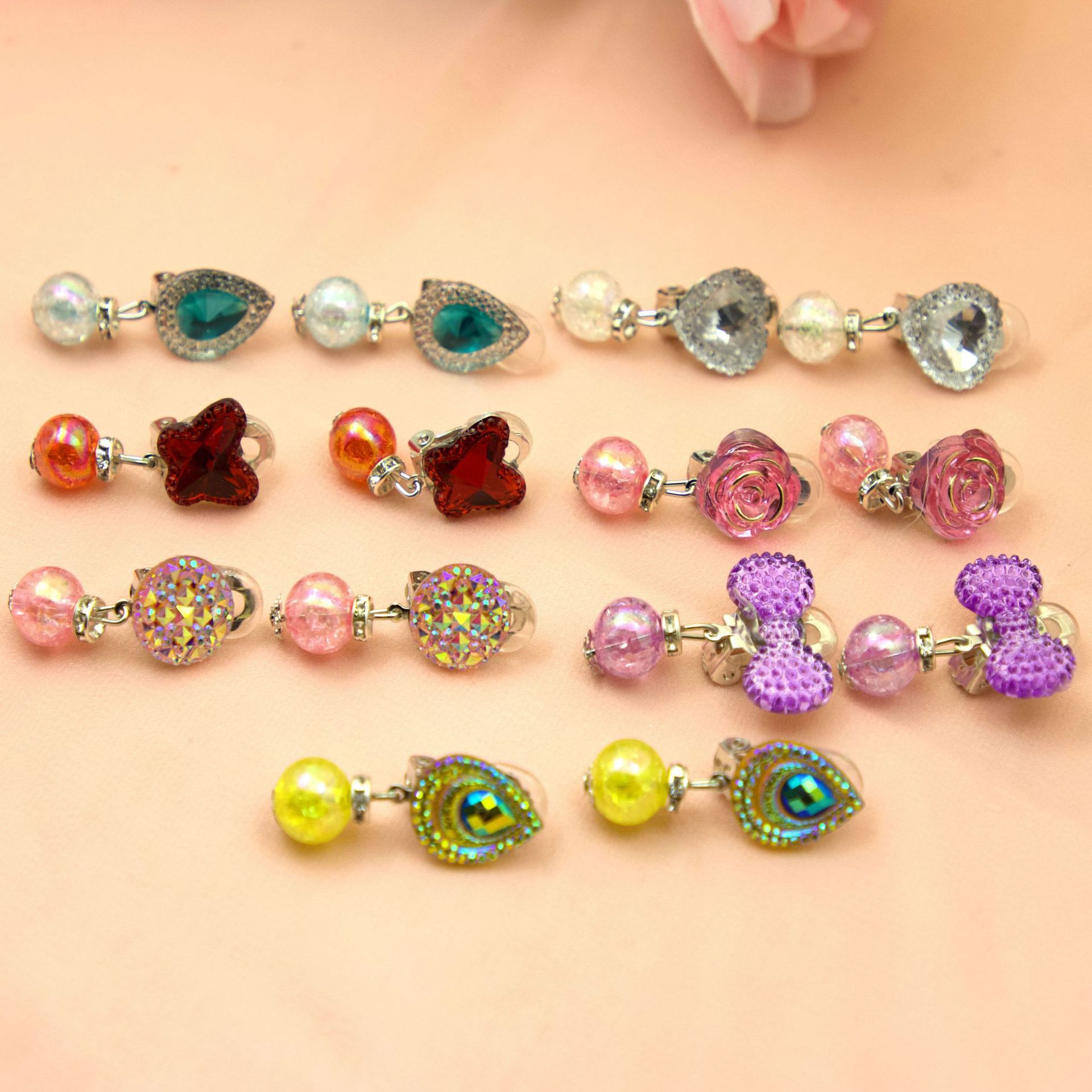Factory girls new children's Phoenix butterfly flower little princess no hole no hole ear clip earrings plum box set