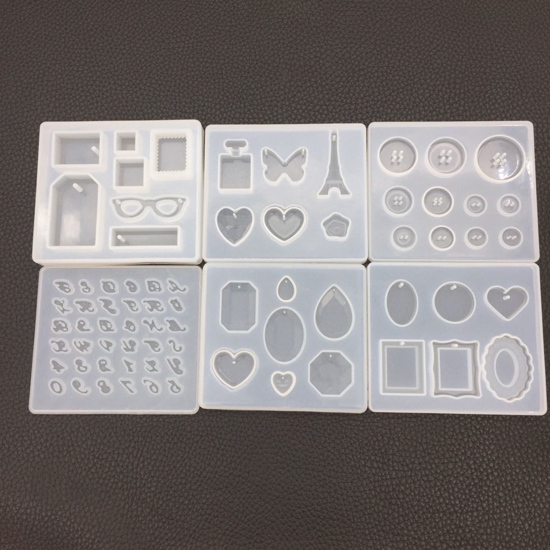 億興製品diy水晶滴膠多款吊墜模具鑽石數字硅膠字母紐扣鏡面裝飾
