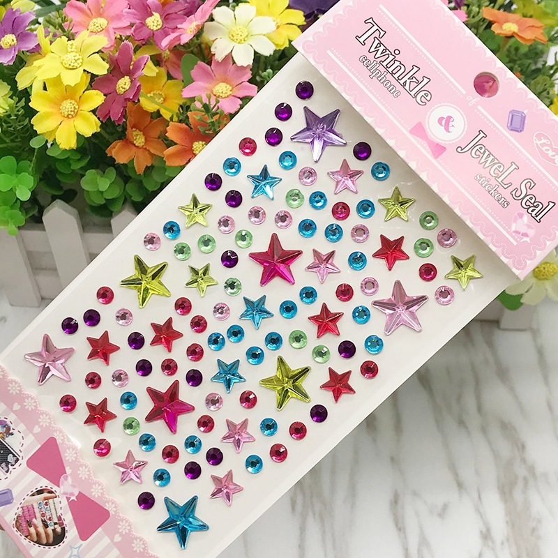 Children's diamond sticker round love round plum blossom shape DIY handmade creative self-contained adhesive sticker
