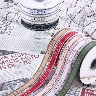 Retro 2cm printed rib belt English big brand thread belt Valentine's Day tied fresh bouquet cake box ribbon ribbon