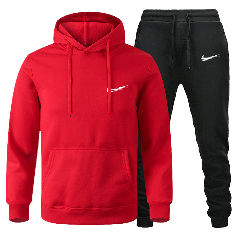Cross-Border Men's sweater suit European and American leisure sports sweater winter plus velvet fashion brand sweater men's foreign trade sweater pants
