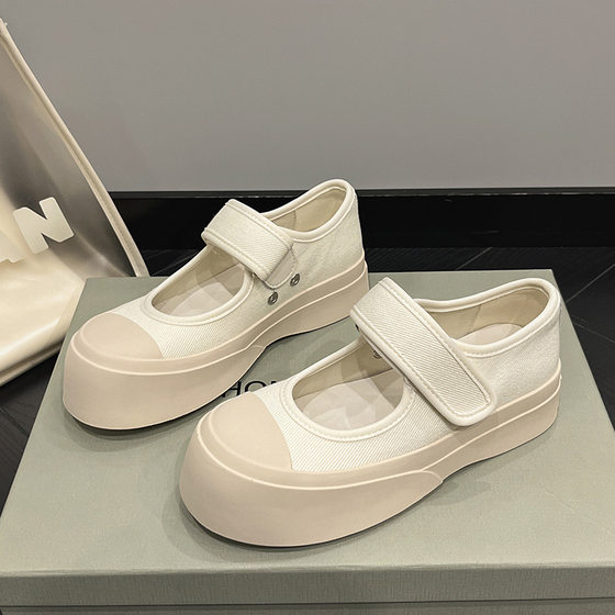 French Mary Jane women's shoes new zhao Lusi mono same style ugly cute sandals big toe platform women's canvas shoes