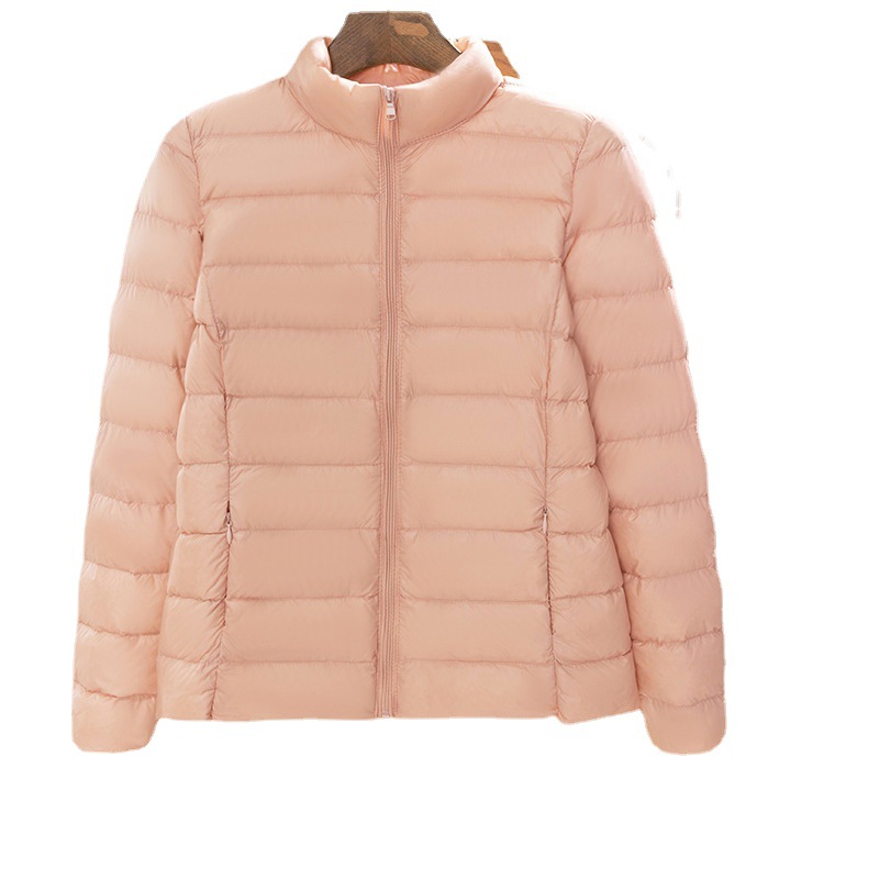 Light Down Jacket Women's Short 2024 Fall/Winter Korean Style New Vertical Collar plus size Light White Duck Down Jacket Anti-Season Trendy