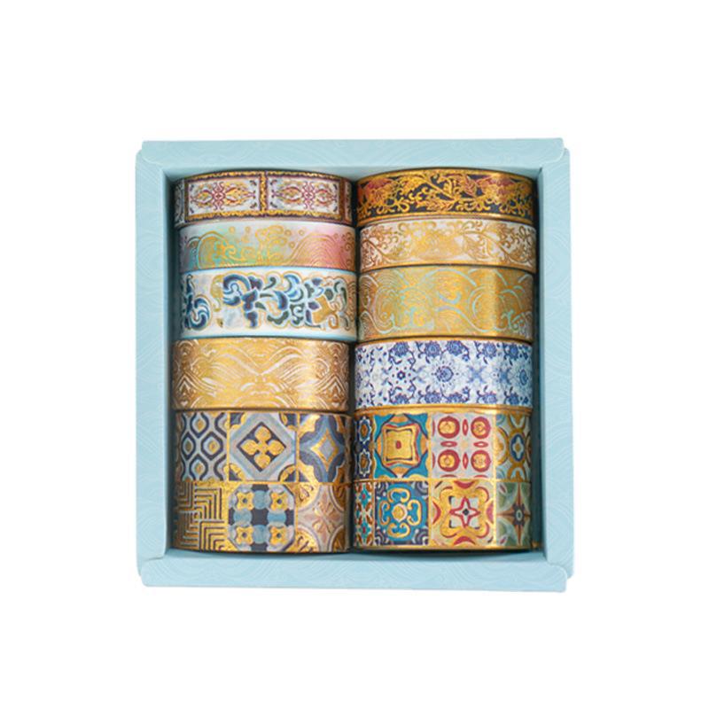 Pick up light and paper tape gift box Splendid Huage series creative art hand account material diy stickers 10 cross-border