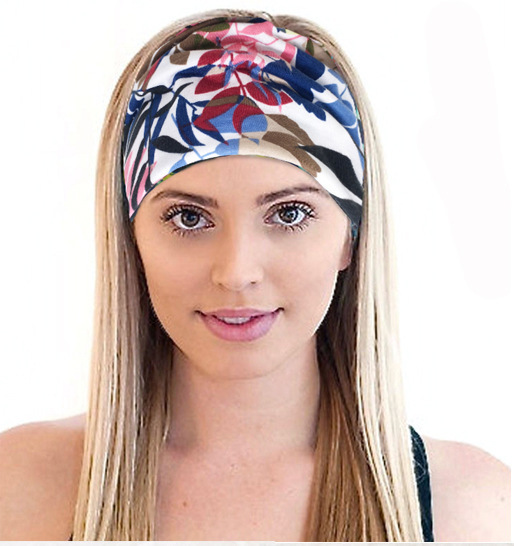 European and American bohemian style new printed elastic sports hair band women's wide-brimmed headband cotton turban headwear wholesale