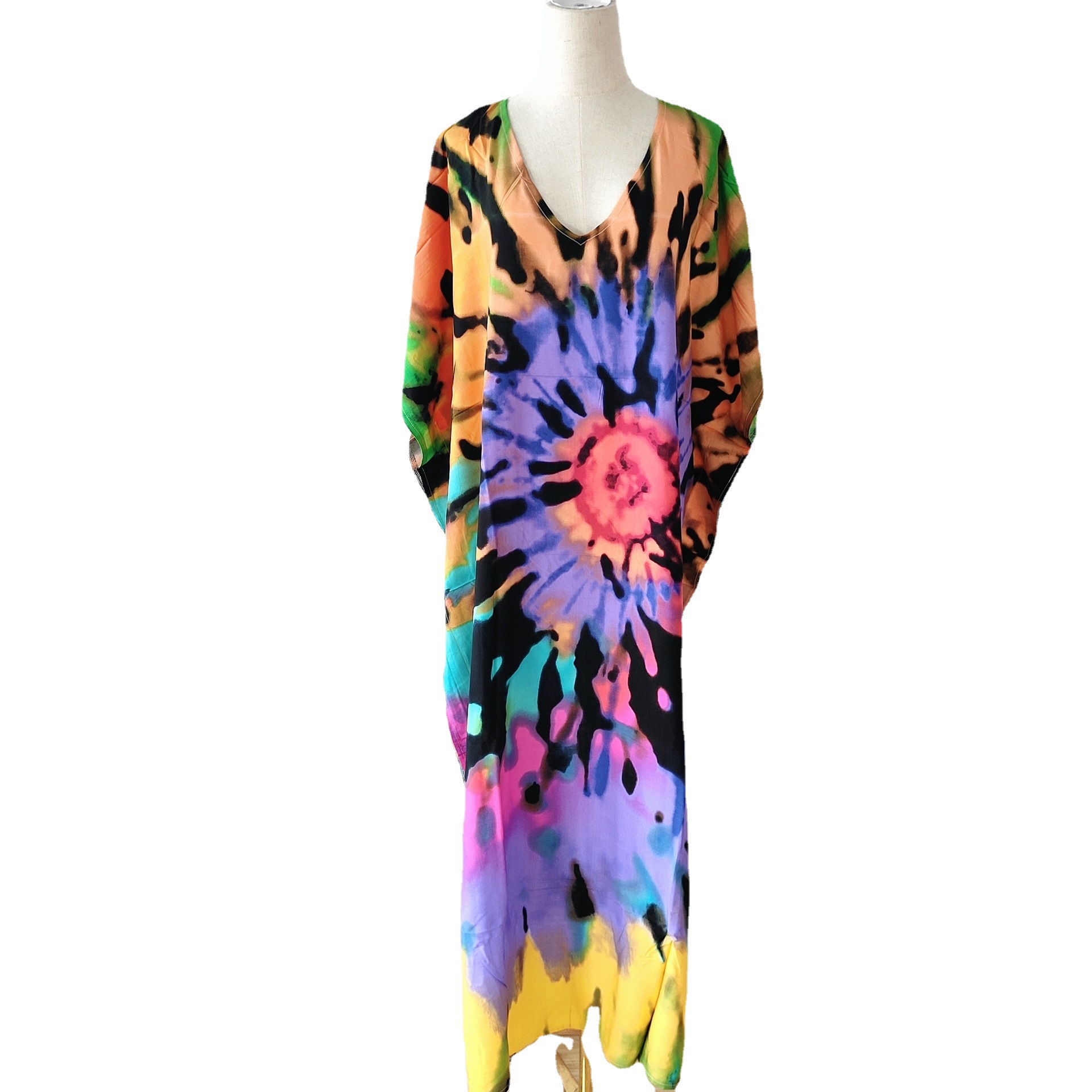 2022 new European and American beach blouse printed robe seaside holiday dress bikini sunscreen 5D196