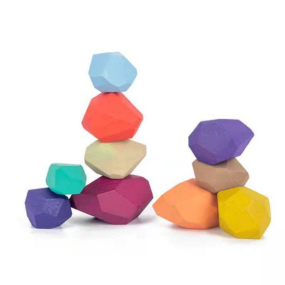 Cross-Border Children's Stacking Stones Montessori Early Education Educational Toys Building Blocks Jenga Wholesale Baby Girl Kindergarten Gifts