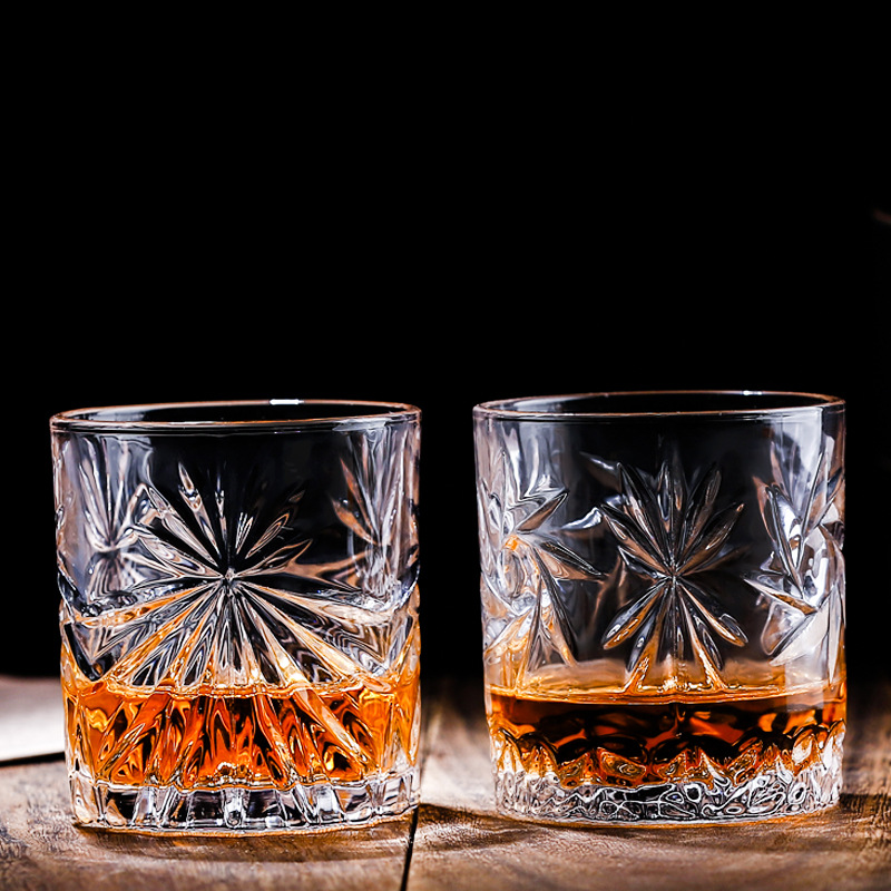 Cross-Border best selling whiskey glass European-style crystal wine glass bar octagonal beer glass glass manufacturers