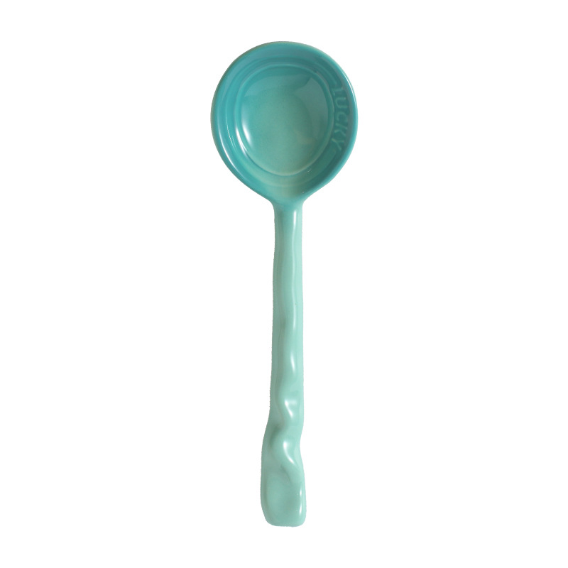 Colorful ceramic long-handled spoon creative high-value household small Spoon soup spoon dessert spoon spoon spoon tableware wholesale