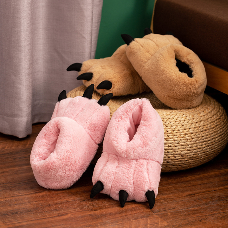 Cross-border new wholesale animal claw claw shoes Tiger dinosaur claw warm home cute cute plush toy slippers