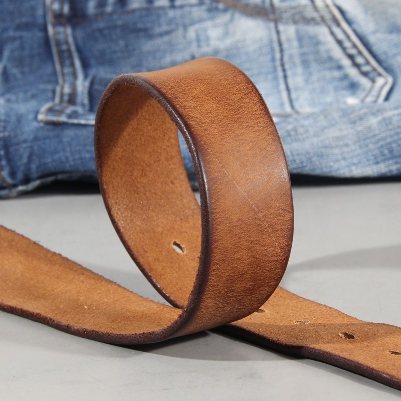 Vintage copper buckle men's belt washed jeans with genuine leather fashion pin buckle men's first layer cowhide belt genuine goods