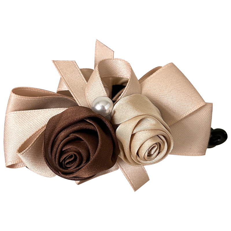 Tutti i tipi di delicati accessori per capelli con fiori a forma di banana con perle di rosa retrò da donna 2024, nuovi temperamenti di alta qualità, clip verticale_voghion.com