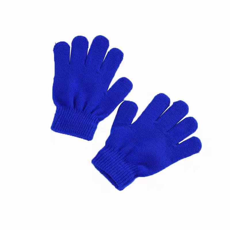 Children's gloves autumn and winter solid color all-finger knitted warm boys and girls ski gloves etiquette gloves manufacturers sell