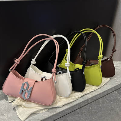 bags Cross-border Texture Bag Women's Bag 2023 Summer New Solid Color PU Underarm Bag Stylish Commuter Hand Bag