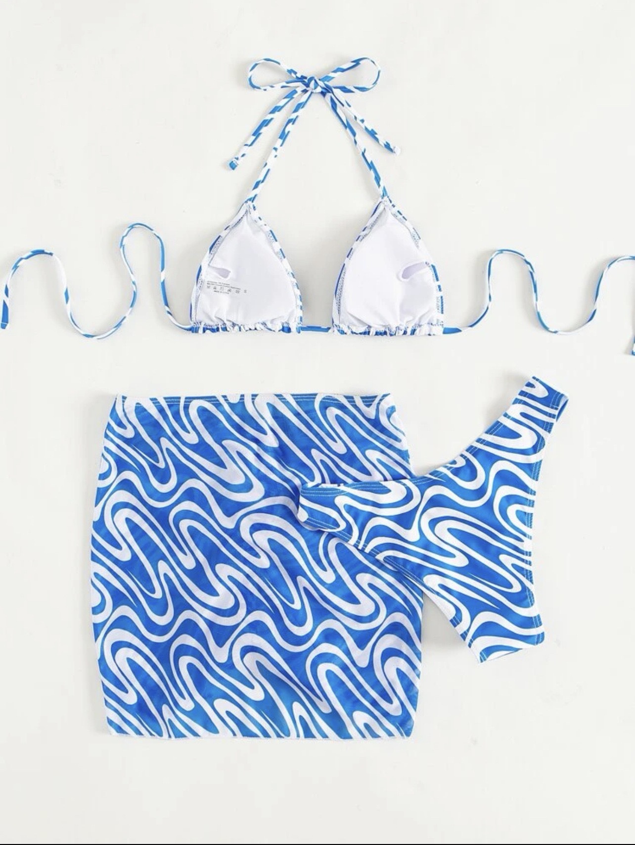 2024 European and American New Full Print Pattern Strap Triangle Bikini Bikini Swimsuit Beach Skirt AliExpress Cross Border