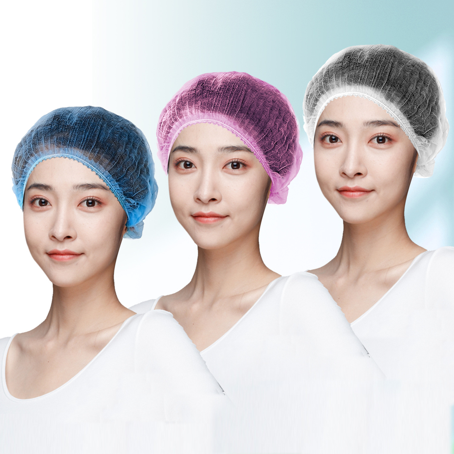 Wholesale disposable hat non-woven strip cap food cap chef anti-hair net cap breathable headgear dust cap