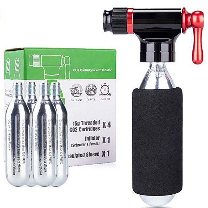 Inflatable head bicycle inflatable nozzle mountain road car CO2 gas cylinder inflatable small steel cylinder sponge set CXBT-4P