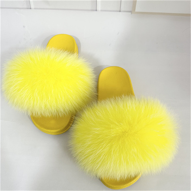 2023 new cute autumn and winter fox fur color slippers niche versatile sweet western style out slippers