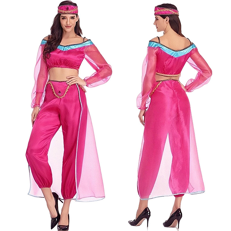 Jasmine princess dress Aladdin magic lamp costume uniform Halloween Indian female regional dancing girl anime cos fairy tale