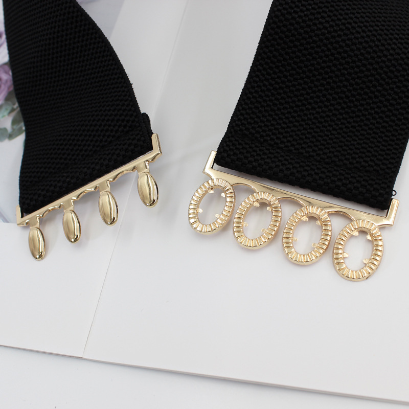Women's four-season versatile elastic waist seal gold buckle dress fashion decoration elastic wide belt three sizes