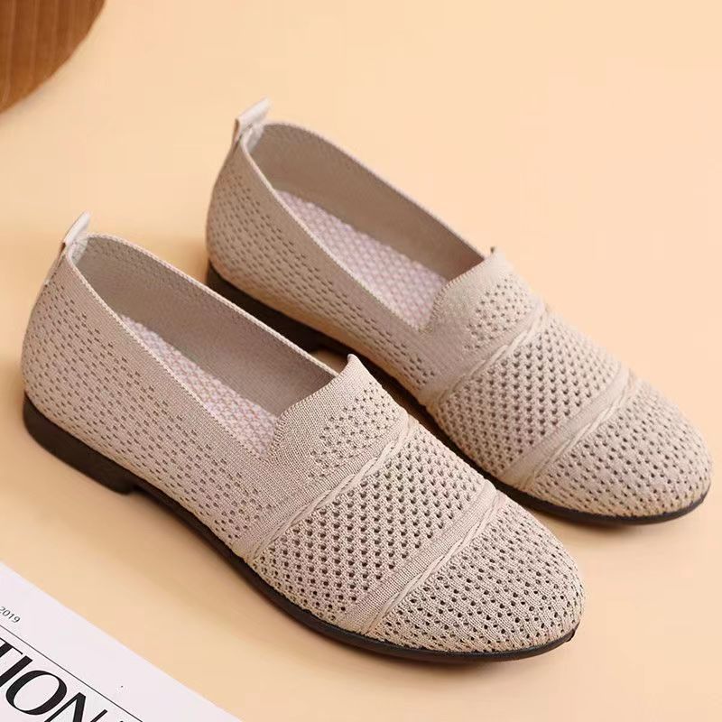 New spring women's cloth shoes wholesale fashion casual women's shoes flying woven breathable shoes women's slip-on women's shoes