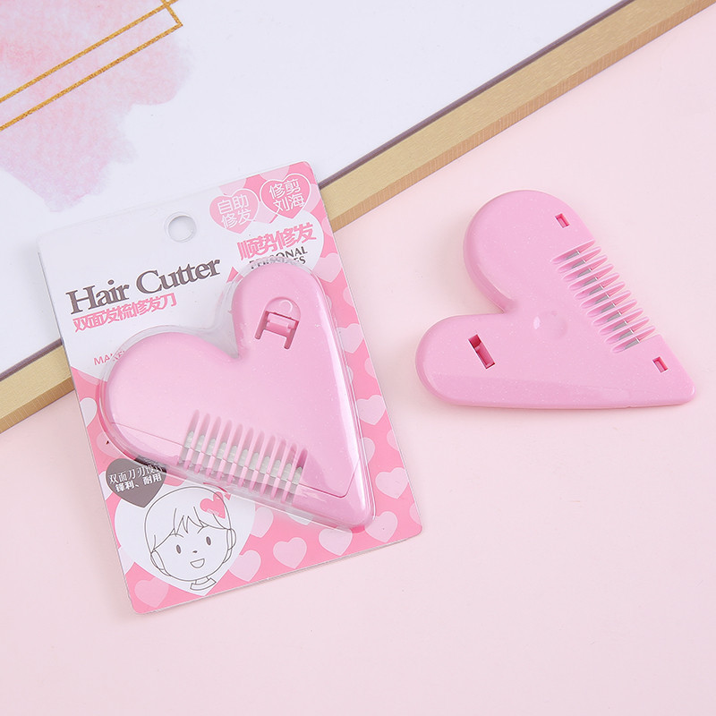Peach heart double-sided hair comb bangs trimmer hair trimming comb children's cut-proof hair clipper blade can be replaced