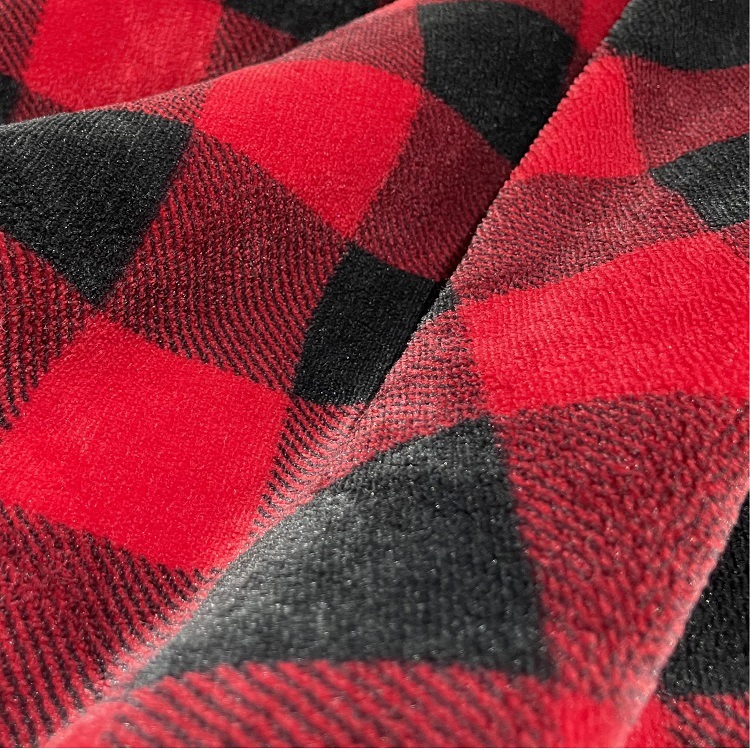 Cross-border Flannel Double Blanket Classic Red and Black Plaid Printed Lamb Blanket Car Nap Blanket