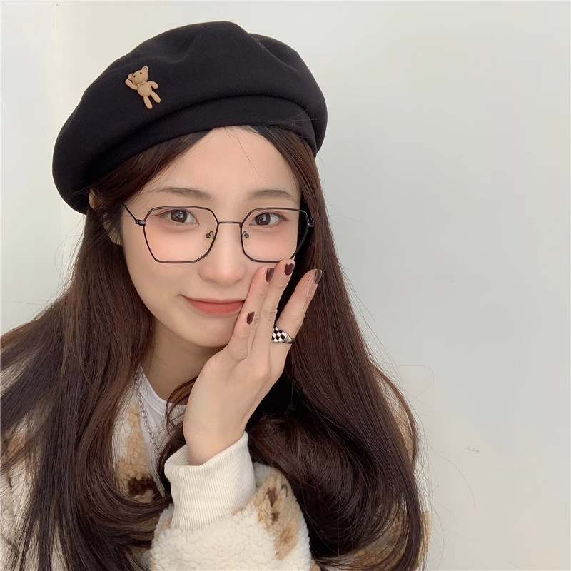 2023 autumn and winter Korean ins beret women's face small Japanese retro all-match woolen painter hat warm