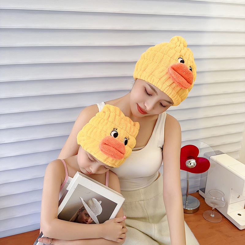 TikTok Explosions Children's Dry Hair Cap Unicorn Rabbit Wholesale Coral Fleece Absorbent Cartoon Cute Shower Cap Female Adult