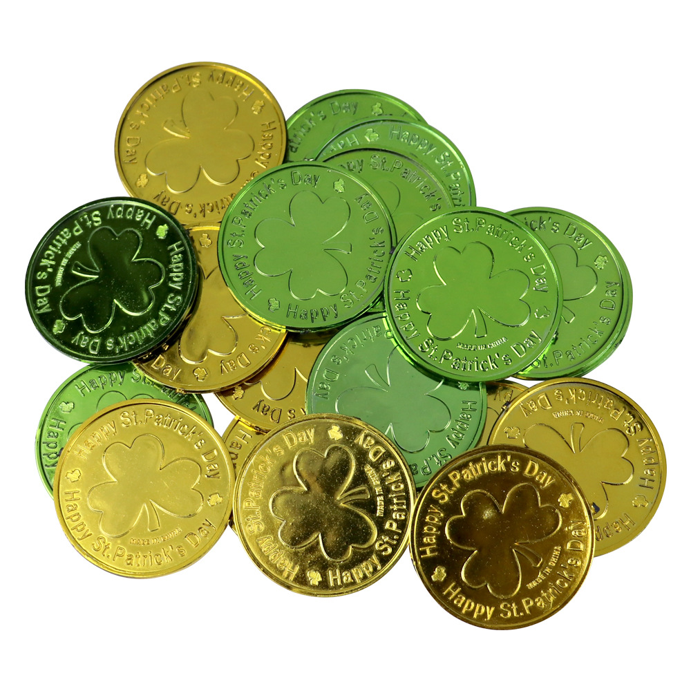 Irish Festival Gold Coins St. Patrick's Day Green Leaf Coins Clover Gold Coins Holiday Party Gifts