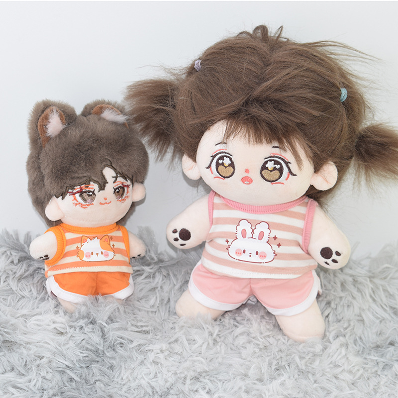 10cm/20cm/40cm Cotton Doll Three Color Sports Leisure Striped Animal Vest suit Sitting Doll Clothes