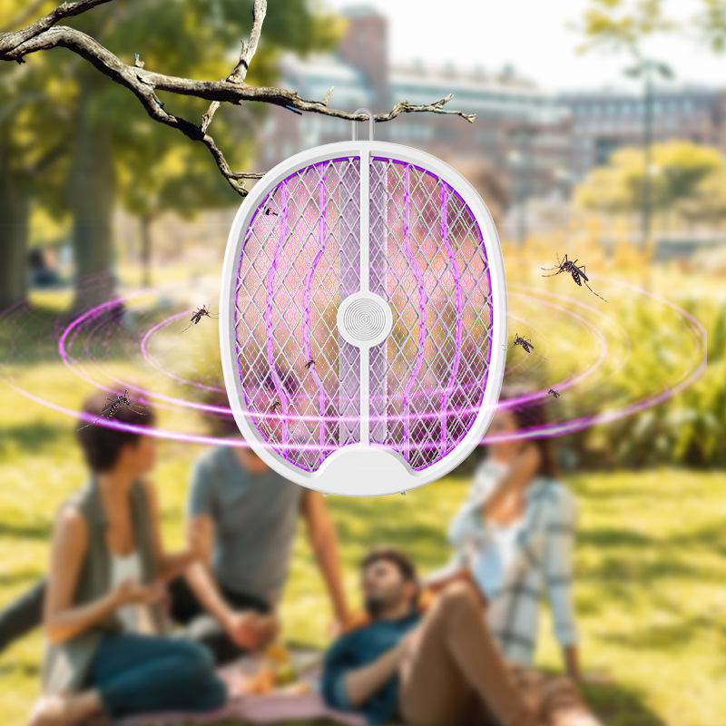 New folding electric mosquito swatter rechargeable household super strong mosquito killer two-in-one fly mosquito killer wholesale